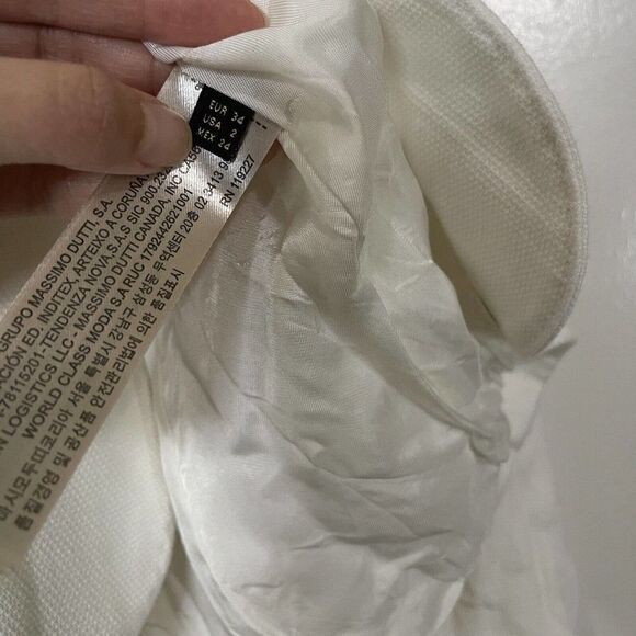 Massimo Dutti white ivory tweed knit lightweight blazer jacket size US 2 - Picture 6 of 8